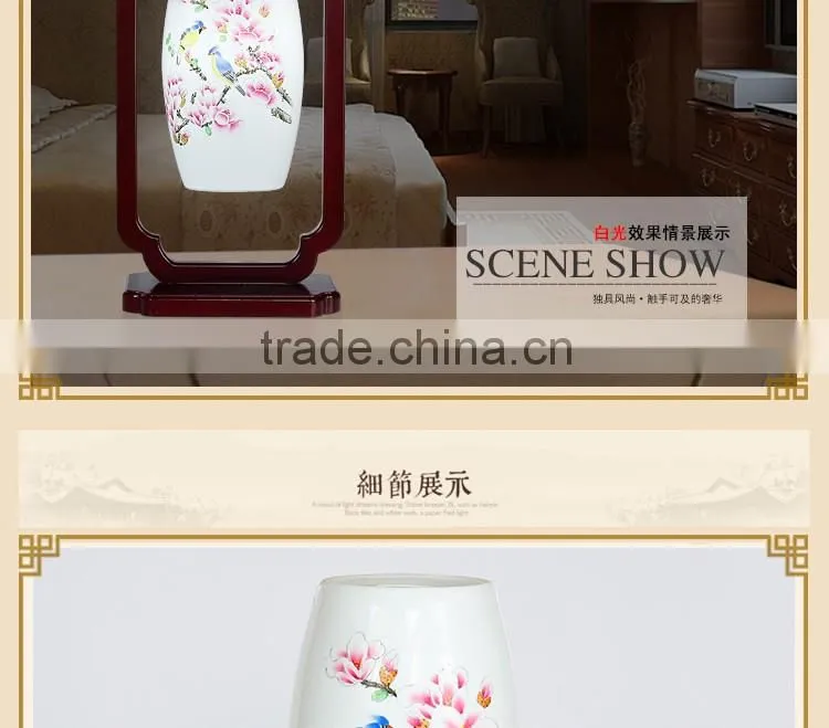 Natural wood table light antique indoor red wood table lamp