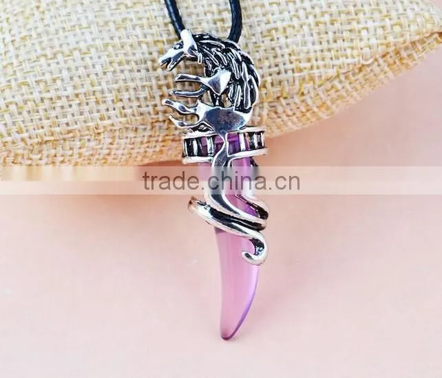 Women Men Wolf Fang Tooth Pendant Chain Stainless Steel Fashion Necklace