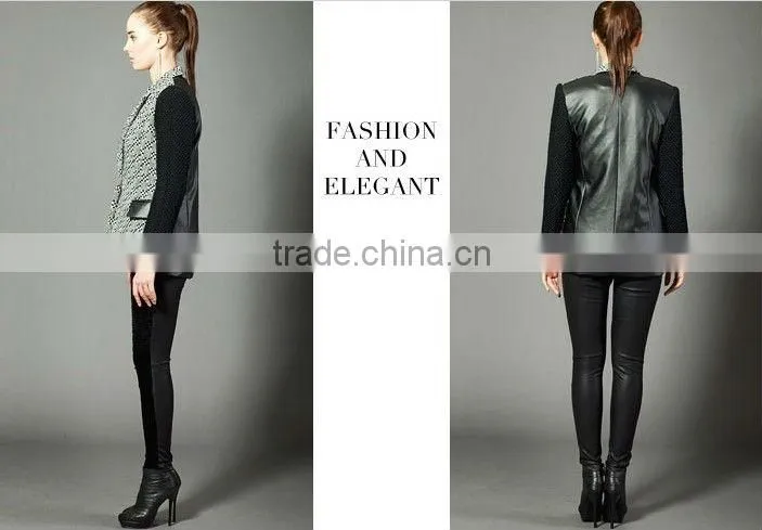 women winter coats elegant jacquard wool long sleeve high quality