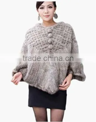 Women's faux Fur Knitted Cape Coat