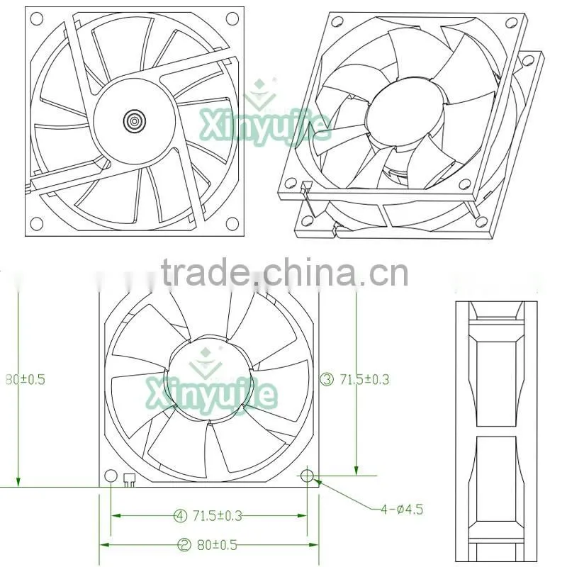 usb ventilation fan 80*80*25mm 12v brushless dc fan motor computer machine box