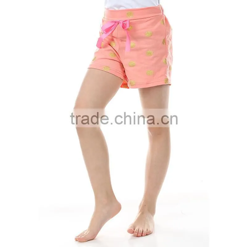 Multicolored dots bowknot design stylish easy sports doing cotton children girls shorts