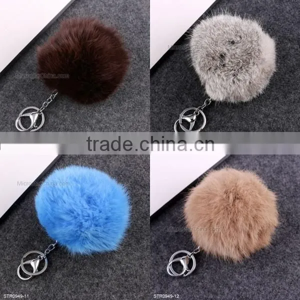 10cm Big Fur Pom Pom Keychain Rabbit Fur Keychain