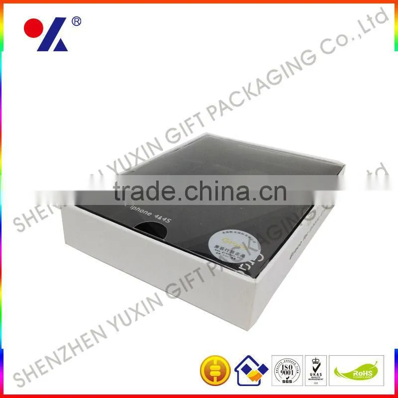 hot sell top quality hard paper gift box with clear window for iphone case/ ipad case packaging box factory price/free sample