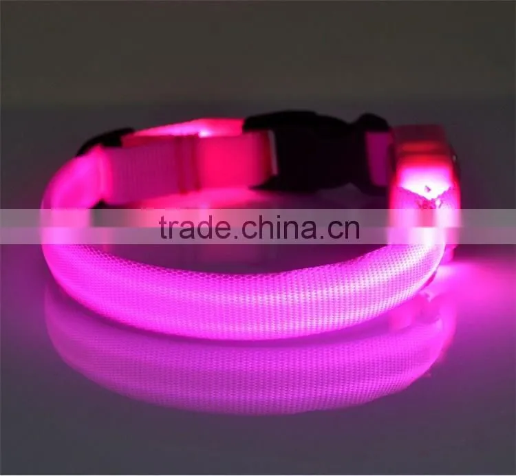 Small Scale Safety 18-28cm Pet Dog Collar LED Nylon Light-up Flashing Leash Glow for Dogs