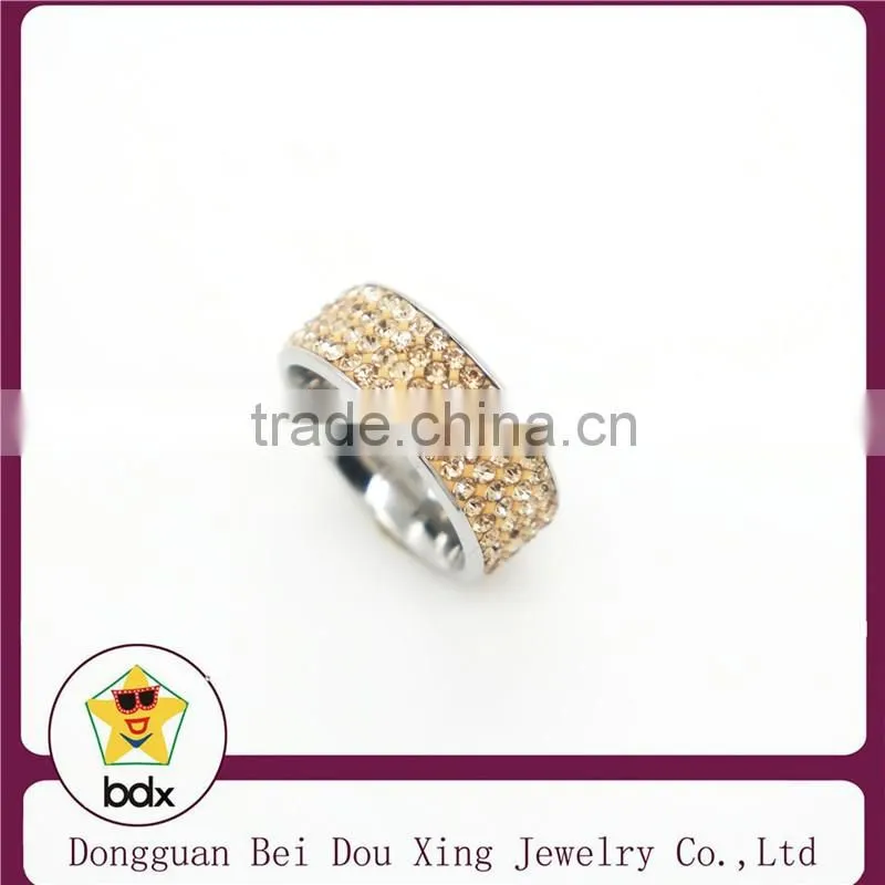 2015 women champagne crystal stone stainless steel rings