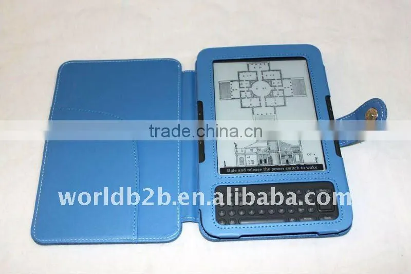 Leather Cover case for Kindle 3 with clasper