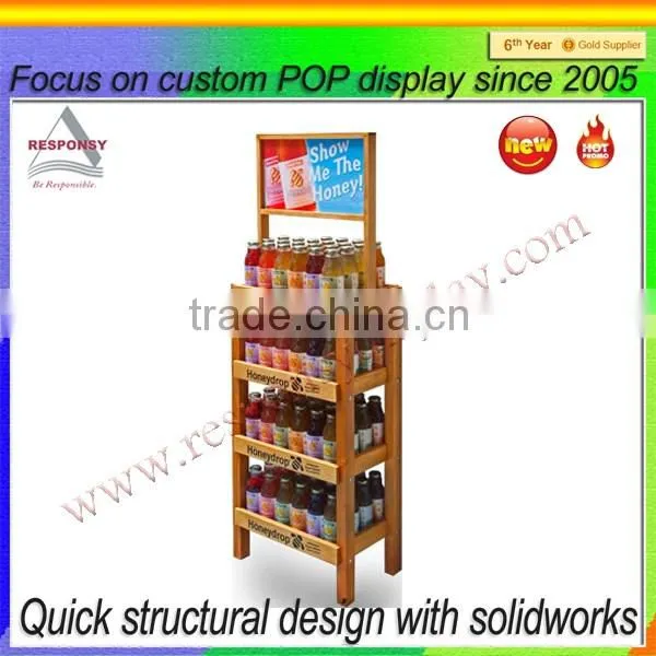 bespoke display for beverage bottle or wine made from wood