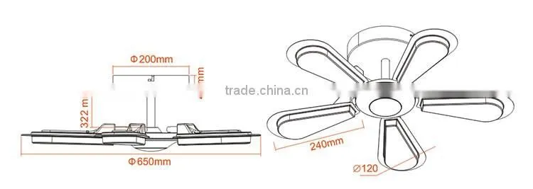 Single CCT Retractable Fan Shape LED Ceiling Pendant Lamp with CE-LVD/EMC/RoHS/ Photo-Biologic