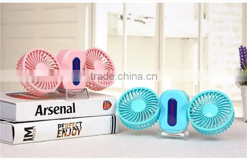 Couple fan rotate Foldable Double fans heads Handheld Rechargeable Portable Mini Usb Fan