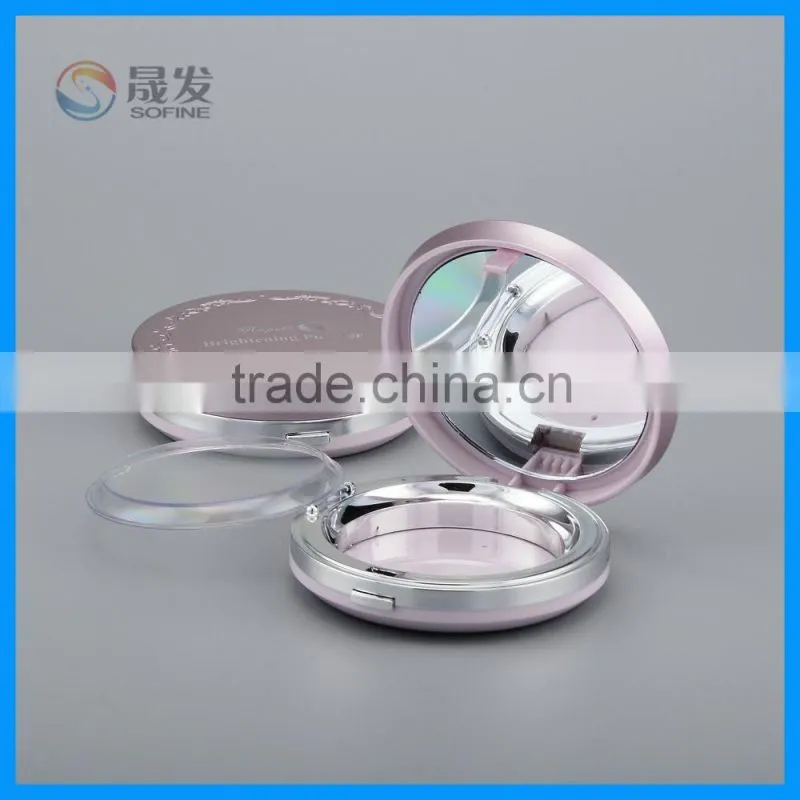 Cosmetics empty compact powder case with mirror