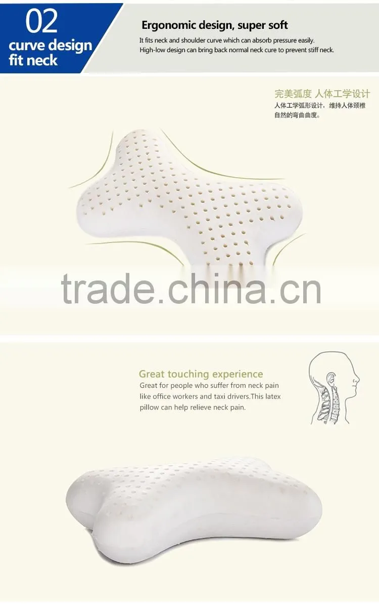 XD-KO001 65D 100% natural latex car massage pillow/car neck pillow with size 30*20*10