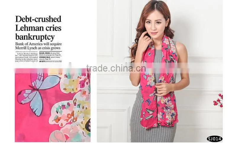 butterfly printed scarf/chiffon cheap scarf/mix design fashion scarf