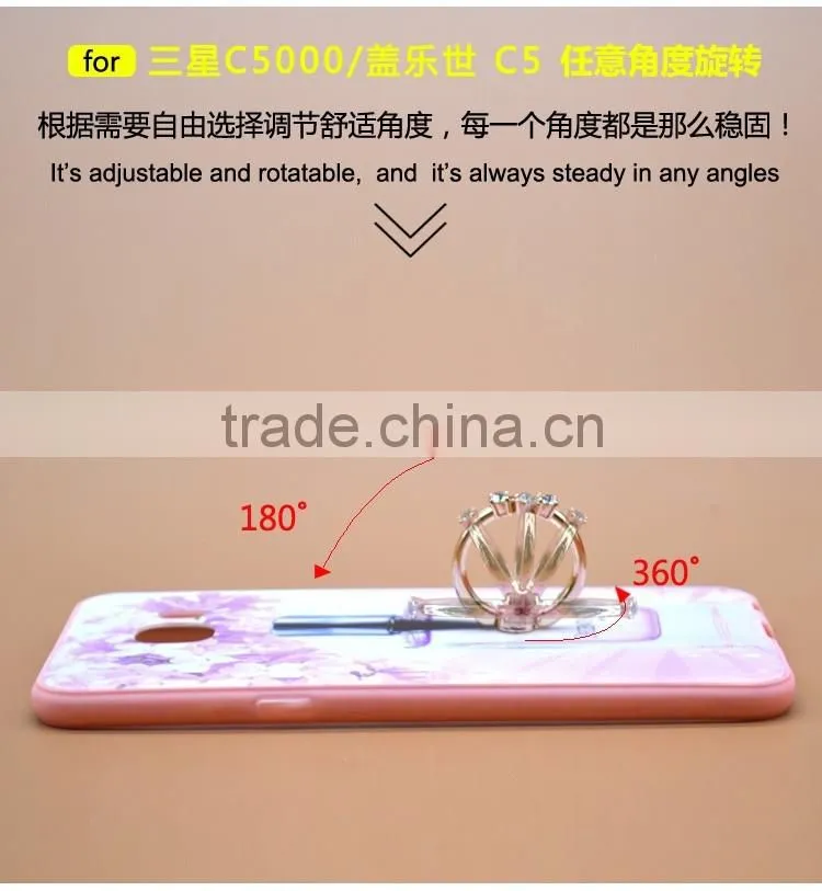 Newest Fashion Ring Holder For Samsung C5 Phone Case Uv Prefume Printing TPU+PC 2 In 1 Hybrid