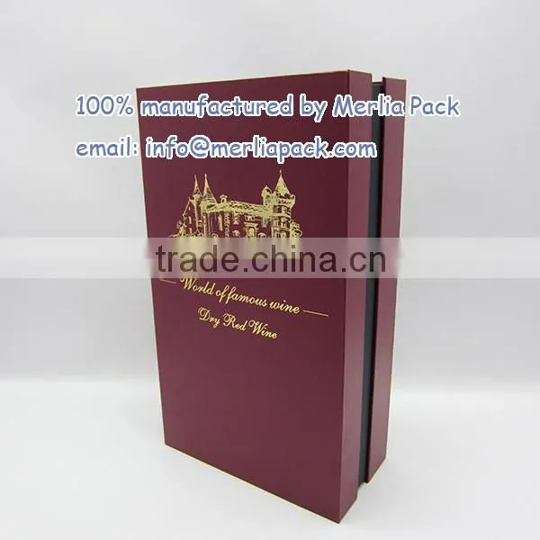 Paper Mache Red Wine Bottle Box Autumn Design Vineyards Mixed 2-bottle Wood Boxes