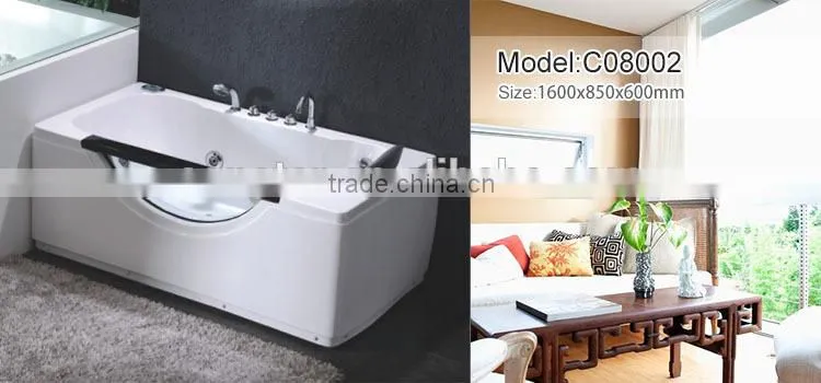 Rectangle Whirlpool Bathtub with Transparent Glass 1600*850*600mm