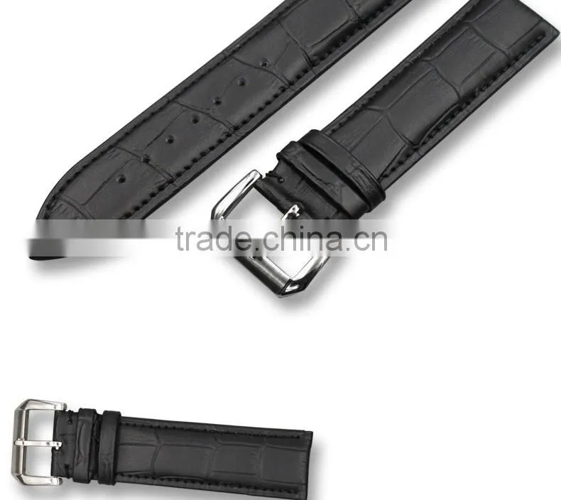 Luxury brand watch leather band with stainless steel pin buckle