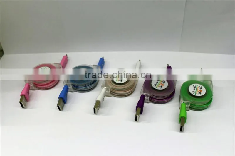 Glowing laughing face stretchable flat micro usb cable, USB to micro usb 5 pin for all smart phone