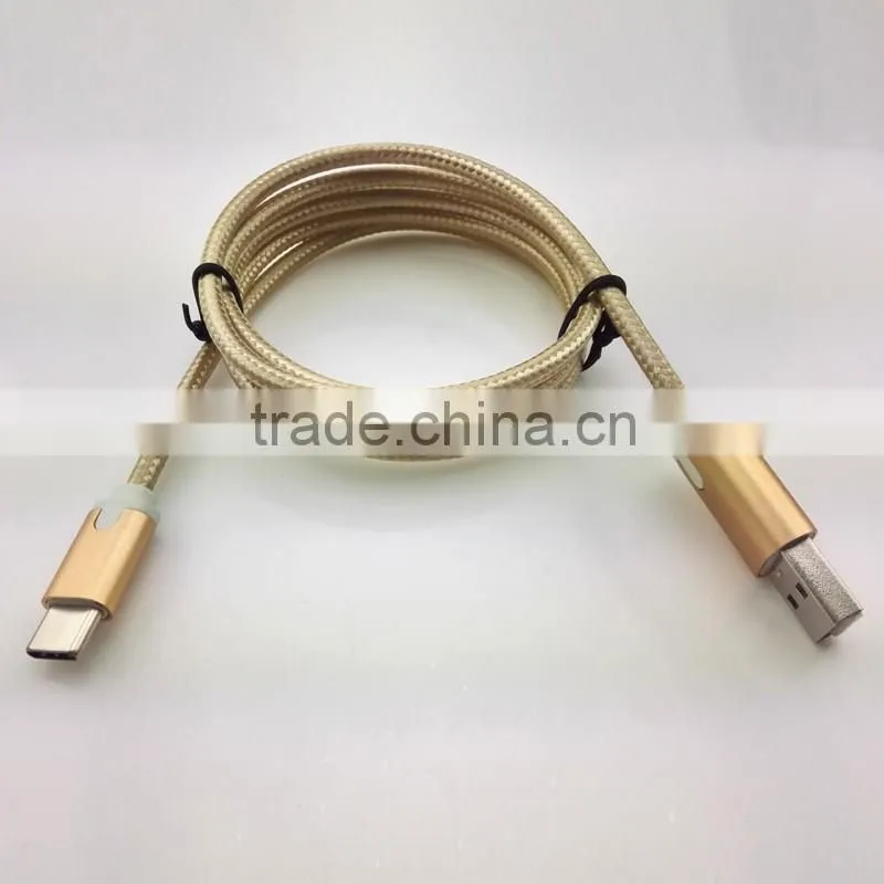 2016 braided mobile phone 2 in 1 USB cable&type C charging cable for smartphone