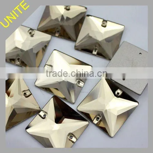 Jet Hematite Square Sew on Glass Stone beads Crystal Garment Accessory