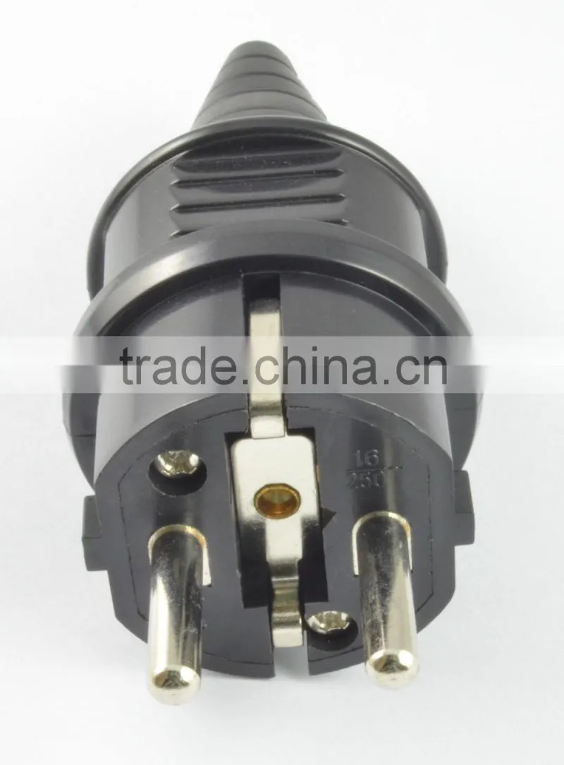Hot selling alibaba Europe 2 round pin 220V plug adapter, electrical plug waterproof 16A