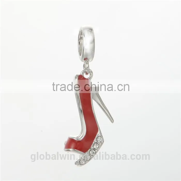 High-Heeled Shoes Metal Charms European Charm Bracelet Necklace 100% Real 925 Sterling Silver S190 Aaa Cubic Zirconia