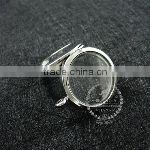 30mm Silver plated alloy round photo locket vintage style fold photo locket pendant charm 1112018