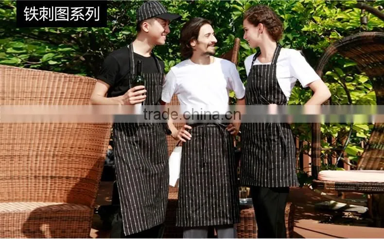 2016 Cotton/PVC Stripe Pattern Chef Apron in cooking/cleaning/garden industry uniform wholesale&Customisation logo
