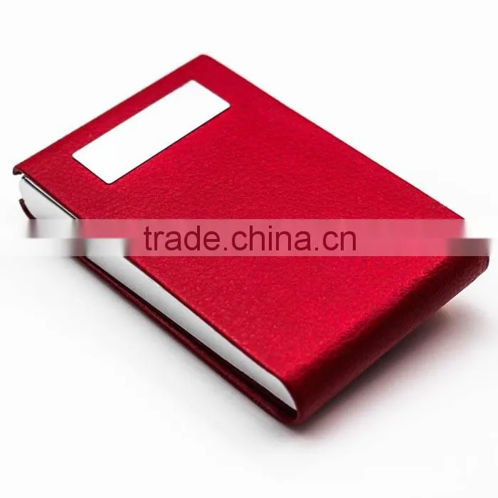 Vertical foldable red PU leather name card holder , credit card case with magnet snap