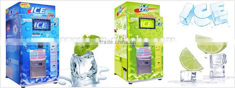 China automatic self-service ice machine with coin and bill payment methods