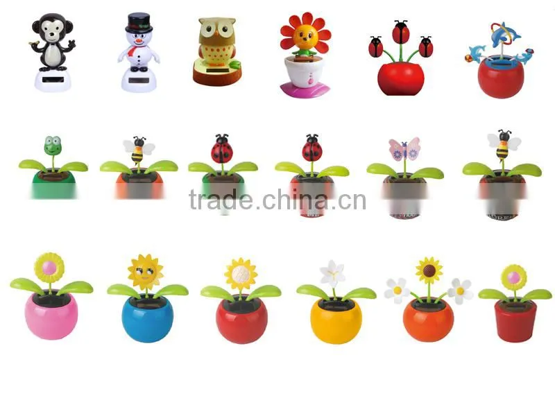 Custom printing flip flap plastic dancing solar flower pot