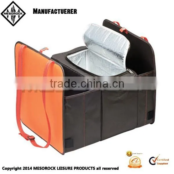 Foldable 4-Compartment Trunk Organizer with Cooling and Insulation for Car,SUV,Minivan and Truck,Sturdy and Flexible