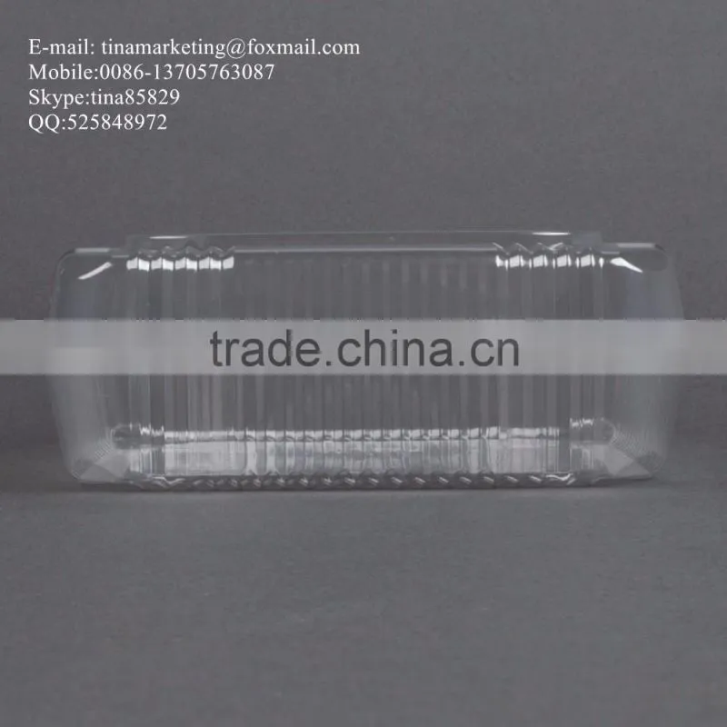 Square Clear Hinged Clamshell Type Plastic StayLock Medium Food Container for Salad, Muffins, Cake, Pastry and Fruit Packaging