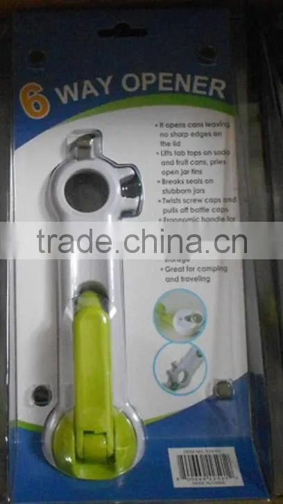 Kitchen bottle opener , 6 way can opener