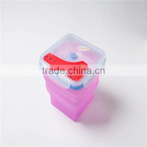 100% Food Grade Microwave Safe silicone foldable bowl with lockable lids