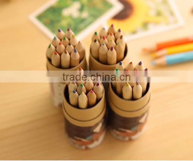 Factory Wholesale Kids 12pc Mini Promotional Color Pencil Set with Sharpener