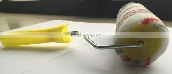 Patterned paint roller acrylic cover red/gray strip stick system roller frame