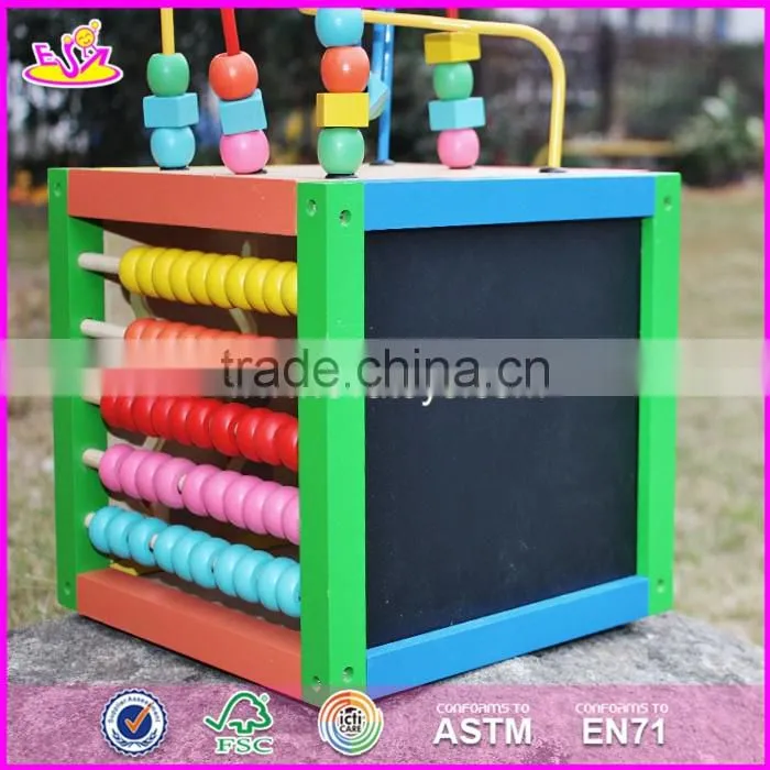2017 new design funny toy children multi-function wooden bead maze cube W11B060
