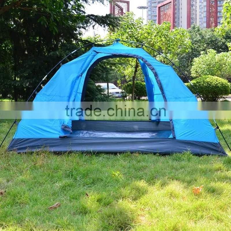Two Door Fiberglass Poles Polyester Fabric Camping Tent for Family