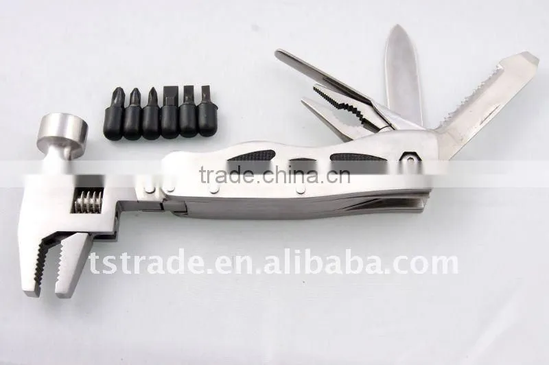 2014 New product:11 multi tool stainless steel hammer promotion gift hammer multi hammer tools with flashlight