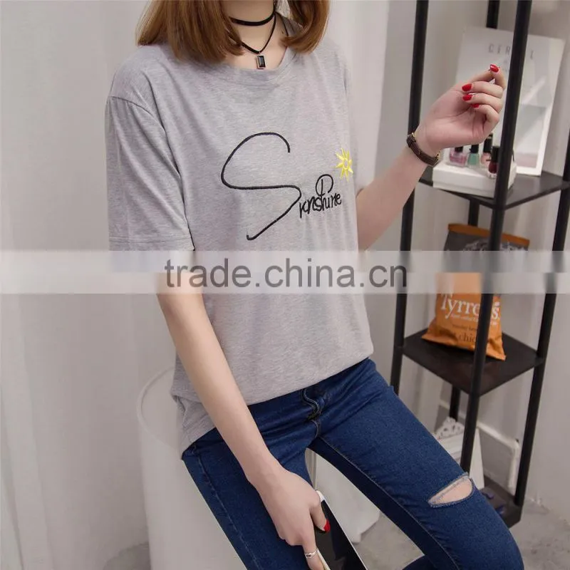 Wholesale loose short sleeve women t shirt custom printing t shirt