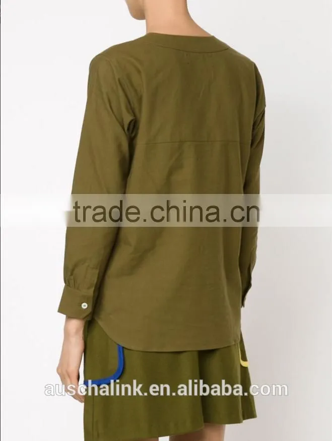 new arrival khaki patch pocket fancy casual shirt OEM service