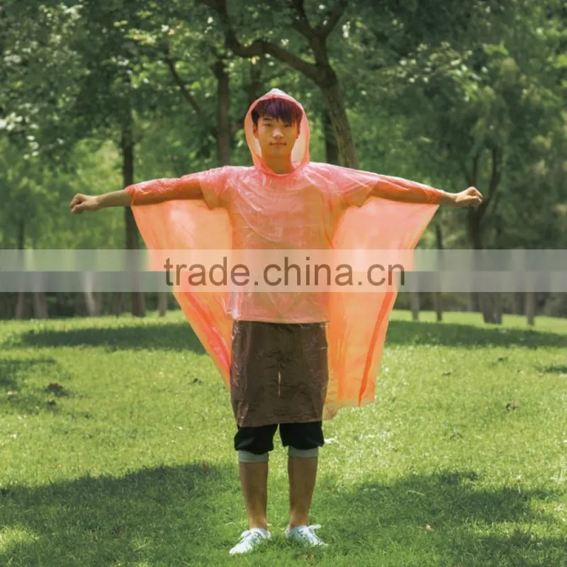 Waterproof portable kids PVC raincoat/rain poncho with hood and print