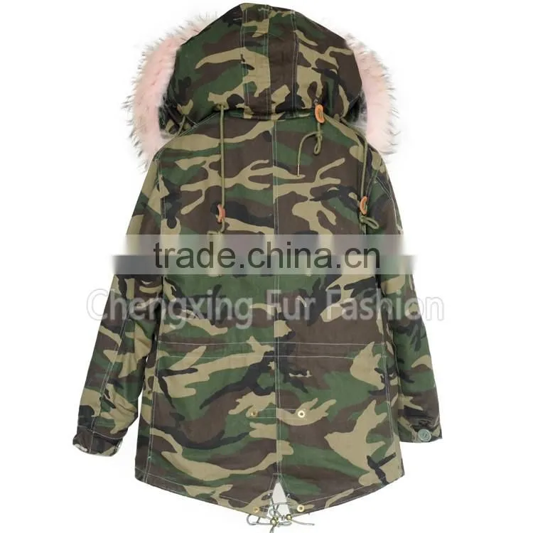 CX-G-P-05K Luxury Fox Fur Lining /Raccoon Fur Collar Women Winter Fur Parka