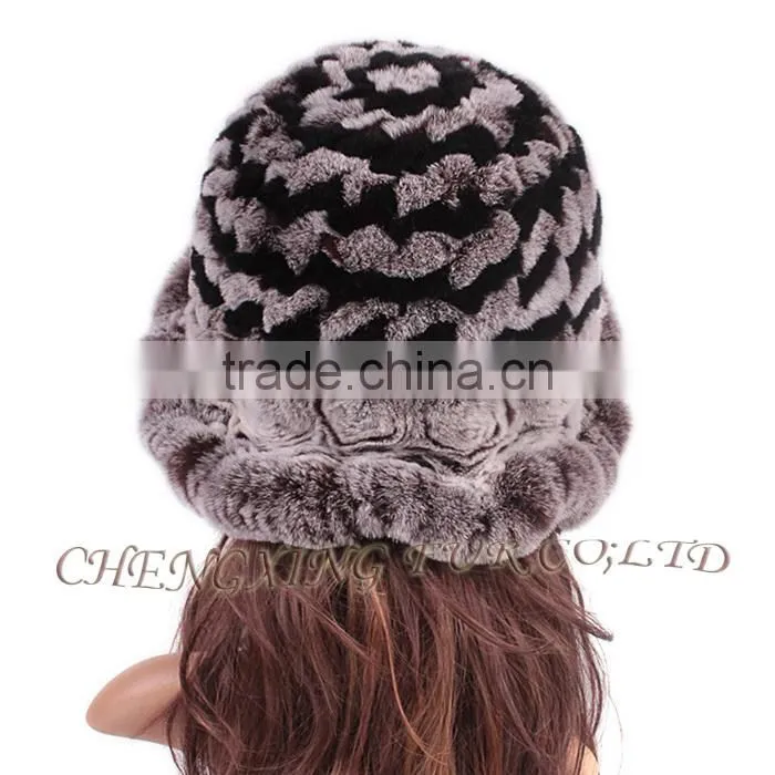 CX-C-195M Fashion Wholesale Hand Knitted Warm Rabbit Fur Winter Woman Hat
