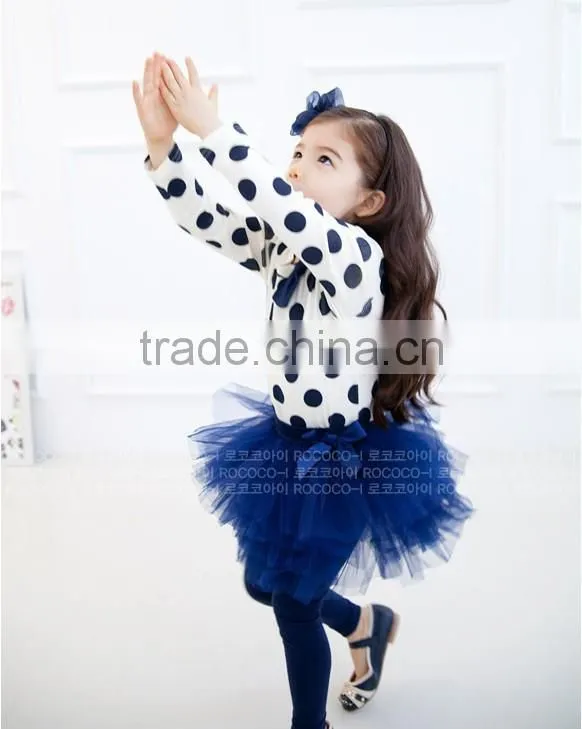new autumn girls clothing sets baby girls long sleeve polka dots t shirts+skirts-legging baby girls outfits