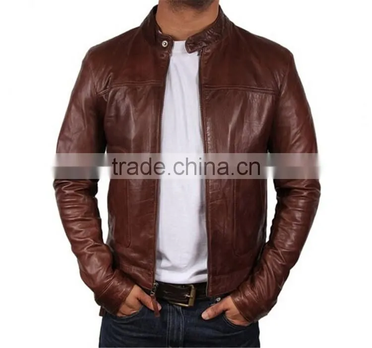 2017 wholesale fashional man genuine leather jacket