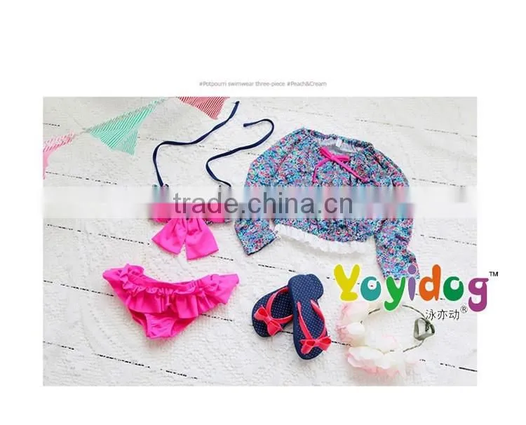 2016 Children swimsuit floral bikini girls swimwear three-piece floral bikini