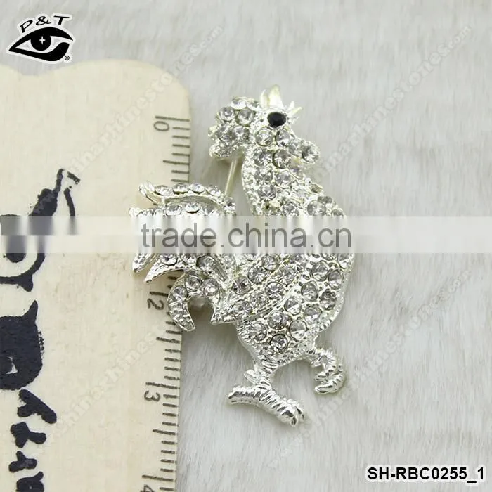Rhinestone Brooch Cook Rooster Shape Brooch pin for clothing garment dresses