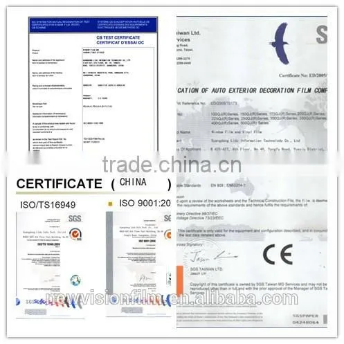 scratch resistance car window safety film for glass with free sample